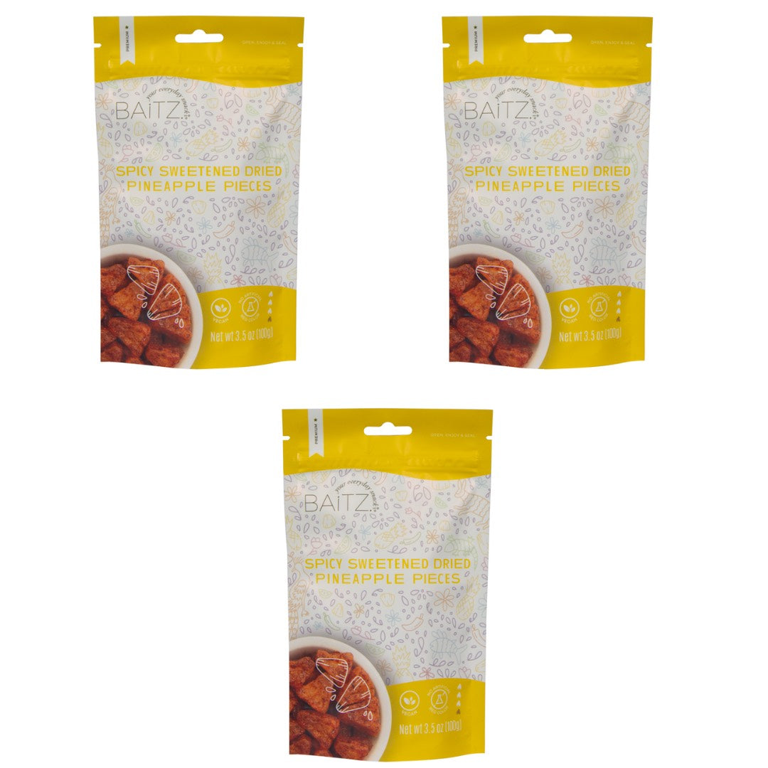 Spicy Dried Pineapple Pieces 3-Pack